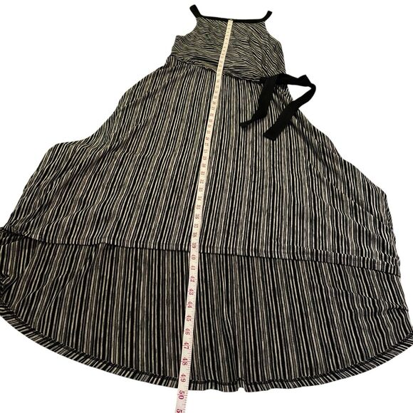 Maeve Anthropologie Salsola Hi-Lo Striped Side Tied Dress Small Black Cream - Picture 10 of 12
